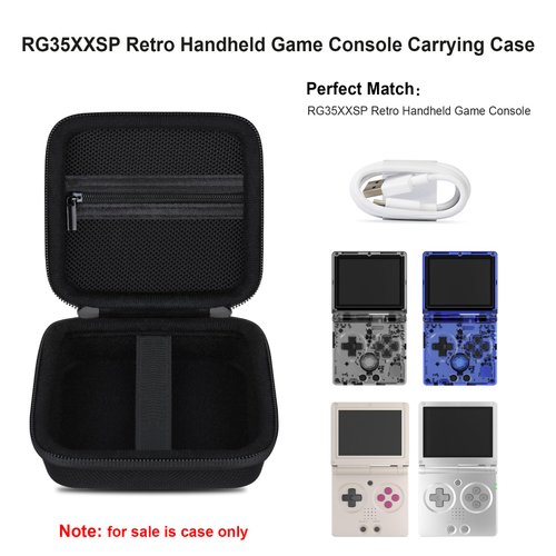 Elonbo Carrying Case for RG35XXSP Portable Flip Retro Handheld Game Console, for Aivuidbs/ CredevZone/ Doriteney/ Marryoo RG35XXSP Clamshell Video Games Consoles Travel Storage Cover Holder, Black