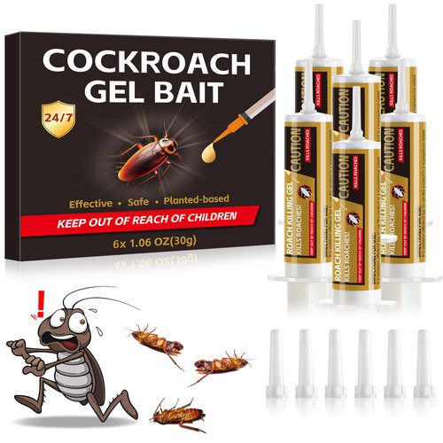 Cockroach Gel Bait- 6 Tubes x 30gms, Easy-to-Use Insect Repellent for Indoor and Outdoor Use, Powerful Roach Repellent Bait Trap Infestation Solution