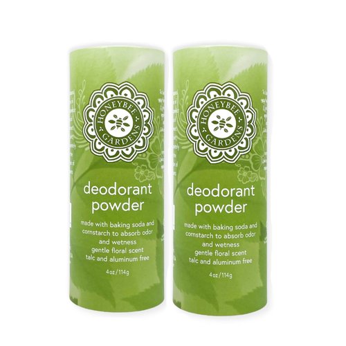Honeybee Gardens Deodorant Powder, For Men and Women, With Baking Soda and Cornstarch, Talc-Free, Aluminum-Free, Multi-Use, Vegan, Cruelty-Free, 4 oz, 2 Pack