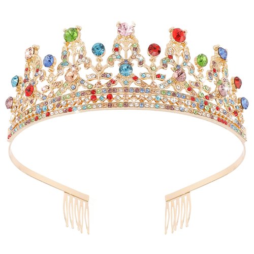 Crown and Tiaras for Women Birthday Crown for Girls Renaissance Prom Accessories Birthday Tiara for Women Bride Headband Fairy Crown, Adult Birthday Celebrations,Girls Gifts Outfit Multi-Colored