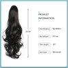 NJJYXH Ponytail Hair Extensions Natural Black Ponytail Clip in Claw Synthetic Hairpieces 20 Inch Wavy Curly Hair pieces for women