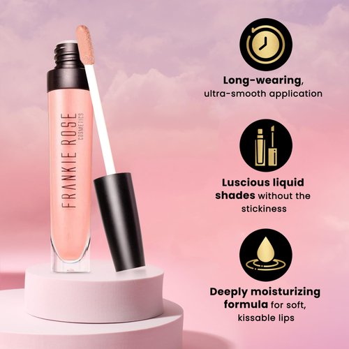 Frankie Rose Cosmetics Lip Gloss | Non-Sticky Formula, Long Lasting Lip Gloss, Bold Pigment & Hydrating Lip Gloss, Girl Boss Shimmer Lip Gloss, 20g