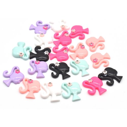 LIFOOST 20PCS Head Nail Charms 3D Nail Art Charms Kawaii Resin Nail Decorations for Acrylic Nails (6 Colors)
