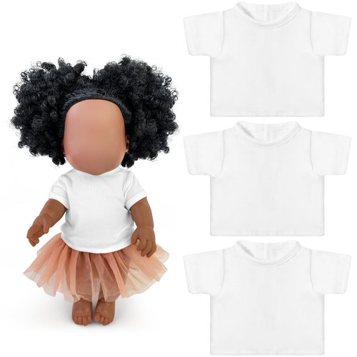 Litherr S 3 Pcs 12 Inch Black Baby Dolls Tshirt Clothes Sublimation 12’’ African Baby Doll Outfits Accessories Classical Tee Shirts Fit 12in Black Doll for Decoration DIY Pretend Play
