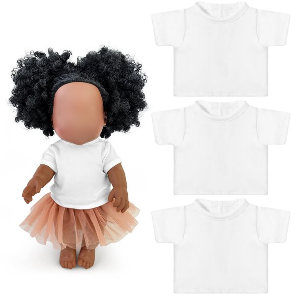 Litherr S 3 Pcs 12 Inch Black Baby Dolls Tshirt Clothes Sublimation 12’’ African Baby Doll Outfits Accessories Classical Tee Shirts Fit 12in Black Doll for Decoration DIY Pretend Play