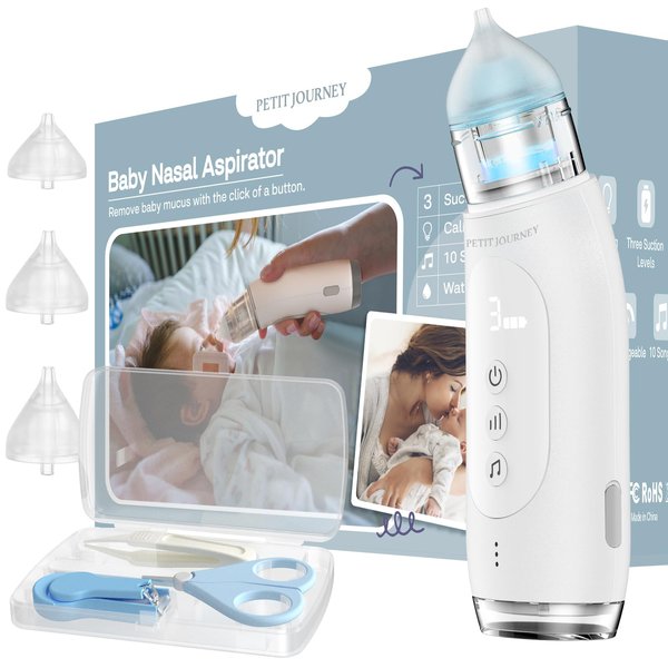 Electric Nasal Aspirator for Baby, Waterproof Baby Nose Sucker, Nose Sucker for Baby, LCD Baby Nasal Aspirator, Booger Sucker for Baby & Toddler, Nose Aspirator for Babies with Music and Light