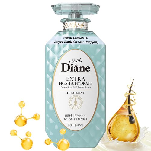 Moist Diane Perfect Beauty Extra Fresh & Hydrate Dry Scalp & Hair Treatment for Men & Women, Organic Keratin Scalp Refreshening Hydrating Japanese Hair Conditioner for Haircare, 15.2 fl oz/450mL