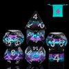 HDdais Glitter DND Dice Set, 7PCS Polyhedral Dice Set Filled Foil for Dungeons and Dragons, Resin D&D Dice for Role Playing Game and Tabletop Games（Black&Purple&Blue）