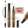 Kaely 2Pcs Microblading Eyebrow Pen with Brow Brush,Magical Precise Waterproof Brow Pen,Suake Eyebrow Contouring Pen,4 Tip Eye Brow Pencils for Women,Creates Natural Brows,Sponge Head 01 Light Brown