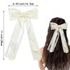 Beige Lace Hair Bows, Aesthetic Hair Bows for Women, Lace Hair Bow Clips, Lace Hair Ribbon Bow Metal Clips, Hair with Long Tail Hair Accessories, Cute Hair Accessories