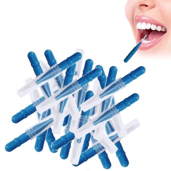 BlingKingdom 50pcs Soft Interdental Brush Teeth Dental Picks Floss Brush Refill Flosser Toothpick Cleaners Cleaning Tool - Blue