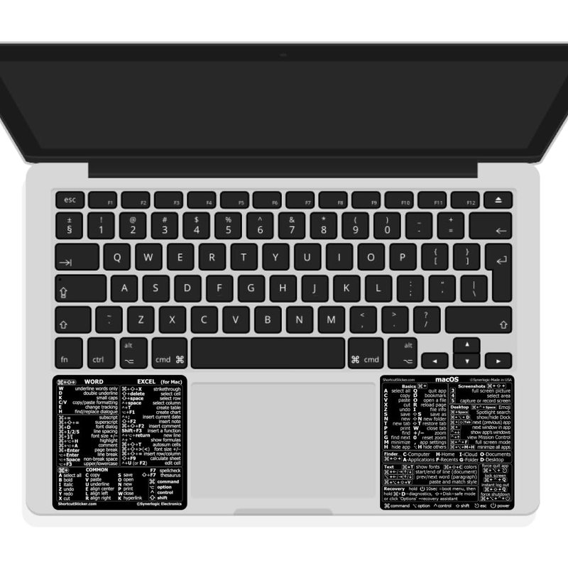 Synerlogic (2 Sets) Mac OS + Word & Excel Shortcuts Cheat Sheet Sticker ...