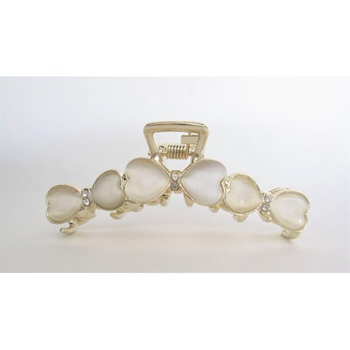 Generic Small/medium gold metal white bow hair claw clip for medium fine hair