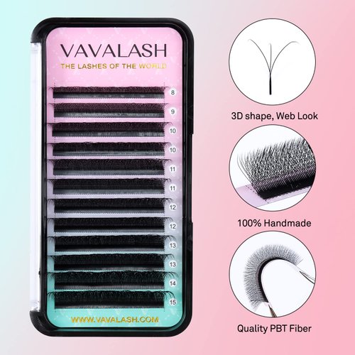 VAVALASH W-shaped Eyelash Extension 3D Premade Fans 0.07 D Curl Volume Lash Extensions Easy Fanning Lashes Matte Black Volume Premade W Lashes(W Shaped-3D-0.07-D-8-15mm）