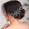 Teyglen Green Crystal Bride Wedding Hair Comb Bridal Crystal Hair Comb Hair Accessories Shiny Rhinestones Bridal Side Hair Combs Dainty Headpieces for Women Bride Girls