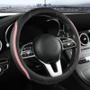 Car Steering Wheel Cover, Leather Steering Wheel Cover Pink Universal 14.5-15 Inch Microfiber Leather Anti-Slip Breathable Auto Steering Wheel Covers for Men Women (Black&Pink)