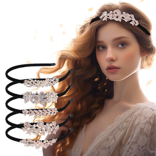 ALXBSONE Hair Accessories, 5-Piece Crystal Headbands, Rhinestone Beaded Headbands Set – Hair Accessories for Bridesmaids, Bridal Party, Parties, and Special Occasions (Dance of Nature)