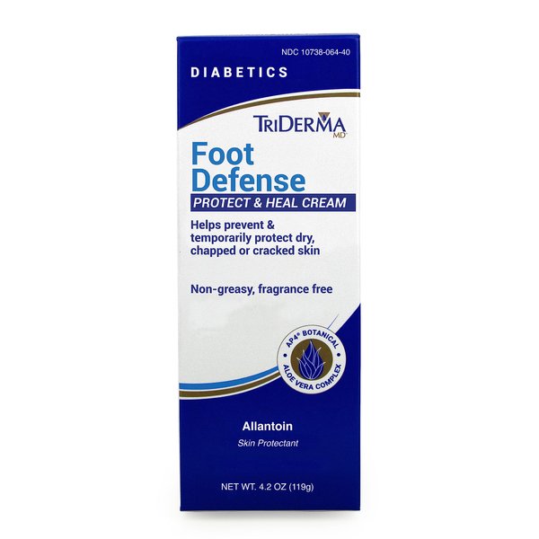 TriDerma Diabetics' Foot Cream for Dry Cracked Feet and Heels with Lactic Acid, Urea, AP4 Aloe Vera Gel, 4.2 oz Tube