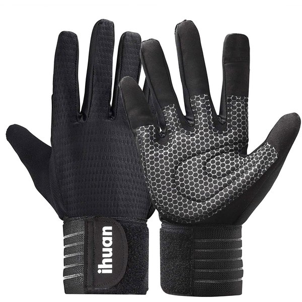 ihuan Workout Gloves for Men Full-Finger: Weight Lifting Gloves for Men, Gym Lifting Gloves Full Hand Gloves for Weightlifting, Deadlift