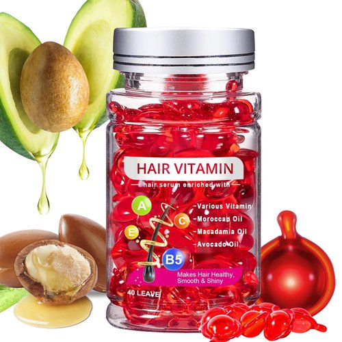 podafu No Rinse Hair Treatment Serum, 40 Pcs Hair Vitamin Serum Capsule, Moisturizing Oil Capsules Make Hair Shiny with Avocado, Argan Oil & Vitamins A, C, E, B5