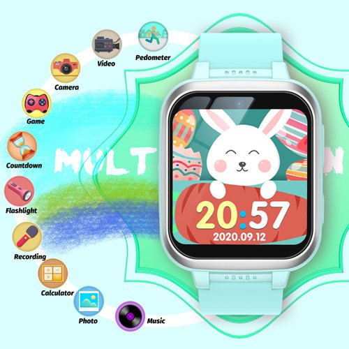meoonley Kids Smart Watch with Puzzle Games HD Touch Screen Camera Video Music Player Pedometer Alarm Clock Flashlight Fashion Kids Smartwatch Gift for 6-13 Year Old Boys Girls Toys