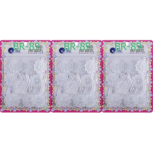 Tara Girls Self Hinge Multi Design Plastic Bow Hair Barrettes Selection Pack Of 3 (BR89)