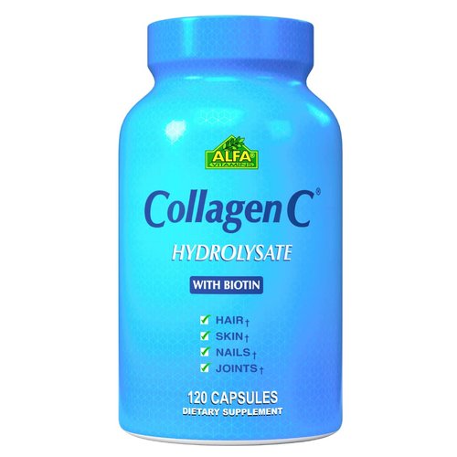 Premium Collagen Hydrolysate By Alfa Vitamins - Anti-Aging Nutritional Supplement Rich In Vitamin C - Skin, Nails & Hair Rejuvenation - Supports Bone & Muscle Health - Made In USA - 120 Capsules