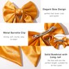 Vercret Bows for Women-4 Pcs Silky Satin Hair Bows,Gold & Green Ribbon Bow for Hair, Bow Barrettes Women Teen Girl Hair Accessories Mother Daughter Birthdays Christmas Gift