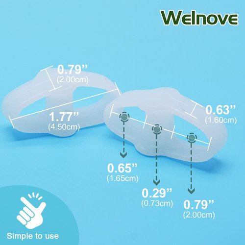 Welnove Pack of 12 Bunion Corrector, Toe Separators with 2 Loops, Big Toe Spacer Suitable for Bunion and Overlap Toe (White)