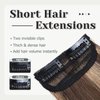 S-noilite Clip in Human Hair 1PC 6 Inch Short Human Hair Extensions Adding Extra Hair Volume Thick Hairpieces #4P27 Medium Brown & Dark Blonde Fullness Double Weft Invisible Hairpin 10g