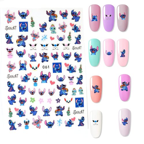 SANTA Cute Stit_ch Nail Stickers Kawaii Cartoon Nail Stikers Self-Adhesive Nail Decals for Women Girls Kids Nail Art Stickers (75+Decals)