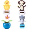 4 Pcs Window Sun Catcher Solar Powered Dancing Animal Swinging Animated Bobble Dancer Toy Car Decor, Solar Window Toys Flower Shark Monkey Chicken Portable Suncatchers(Random Flower Style)