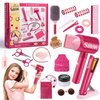 21Pcs Girls Hair Salon Toys, Beauty Salon Set with Pretend Play Hair Salon Stylist Toy Kit with Barber Apron, Hair Dryer, Mirror, Scissors and Styling Accessories