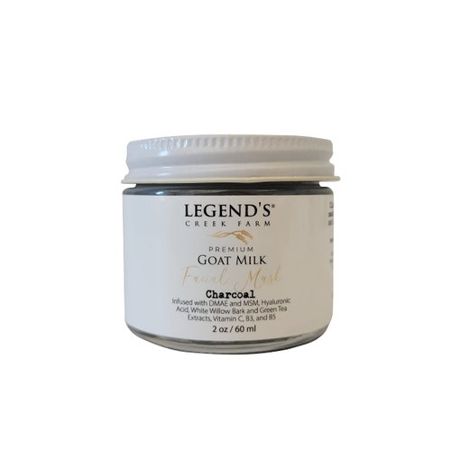 Legend's Creek Farm Premium Goat Milk Facial Mask with AHA, Green Tea & Activated Charcoal, Deep Pore Cleanser & Gentle Exfoliation, Wash Off Skincare Mask, 2 oz (Charcoal)
