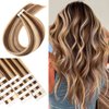 Remy Tape In Human Hair Extensions #4 Medium Brown Mixed with Bleach Blond #613 PU Skin Weft Real Virgin Hair Invisible Tape In Hair Extensions 16 Inch 40g/Pack 20pieces