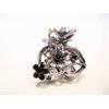 Generic Silver metal blue/black flower crystal hair claw clip bridal clip
