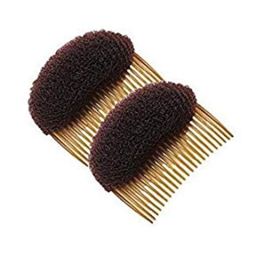 2PCS Women Lady Girl Magic Hair Styling Clip Do Beehive Hair Styler Tool Charming Bump It Up Volume Inserts Stick Bun Maker Hair Comb Hair Accessories (Brown)