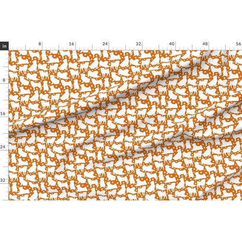 Spoonflower Fabric - Pugs Paws Orange Small Paw Print Dogs Pug Canine Puppy Puppies Doggy Printed on Denim Fabric Fat Quarter - Bottomweight Apparel Home Decor Upholstery