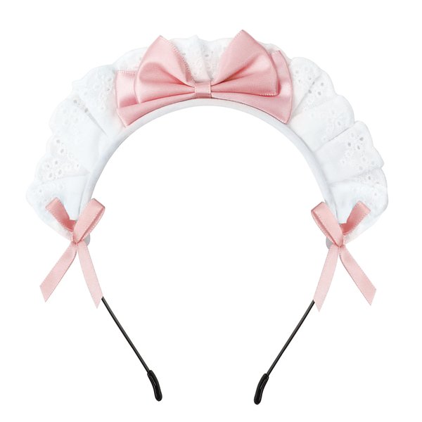 C-ZOFEK Women's French Maid Headband Ribbon Lace Kawaii Headwear Headpiece for Cosplay Costume