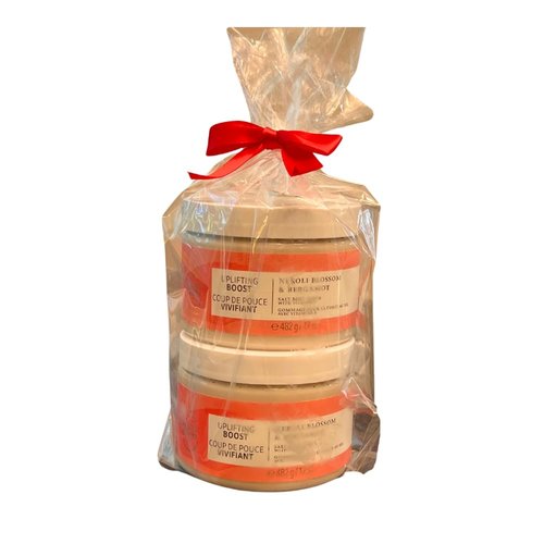 Bath & Body Works Aroma NEROLI BLOSSOM & BERGAMOT Salt Body Scrub 2-piece Gift Set with a Red Bow for Holidays & Gifts – 17 oz