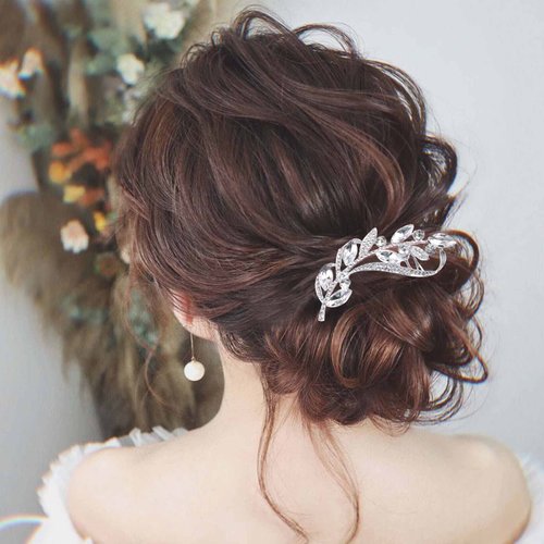 Yheakne Crystal Wedding Hair Comb Silver Rhinestone Hair Comb Barrette Bling Bridal Hair Clips Headpieces Decorative Head Comb Headwear Cz Crystal Hair Piece Sparkle Bride Hair Accessories for Women and Girls