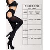 SUREPOCH Suspender Tights for Women Plus Size Garter Belt Black Control Top Pantyhose
