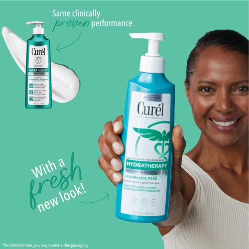 Curel Hydra Therapy In Shower Lotion, Wet Skin Moisturizer for Dry or Extra-dry Skin, with Advanced Ceramide Complex, for Optimal Moisture Retention, 12 Ounce