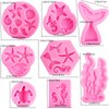 Mermaid Molds Silicone Mermaid Fondant molds Marine Theme Chocolate Polymer Clay Candy Soap Molds Mermaid Tail Seashell Coral Turtle Starfish Seahorse for Homemade Baking DIY
