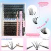 Individual Lashes Kit 280Pcs Fluffy Lash Clusters 50D 60D D Curl DIY Lash Extension Kit with Lash Bond and Seal and Lash Applicator 10-16mm Eyelash Extension Kit DIY at Home, by FOINEMYED
