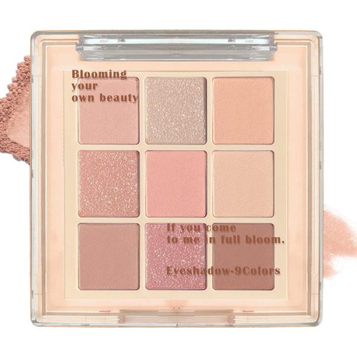 CAHIUYOA 9 Colors Eyeshadow Palette Matte Shimmer Glitter Eyeshadow Palette Korean Neutral Natural Nude Eye Shadow Palette Makeup Highly Pigmented Long Lasting Eyeshadow - 03