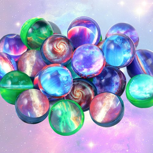 Pllieay 24PCS Galaxy Bouncy Balls, Space Bouncy Balls Bulk 32mm Space Theme Bouncy Balls for Kids Party Favors, Christmas Gift Bag Filling