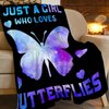 Butterfly Blanket Warm Soft Cozy Just a Girl Who Loves Butterflies Throw Blanket Gifts for Women Girls Plush Fluffy Butterfly Stuff Fleece Flannel Gifts Blankets for Kids Adults 50"X40"