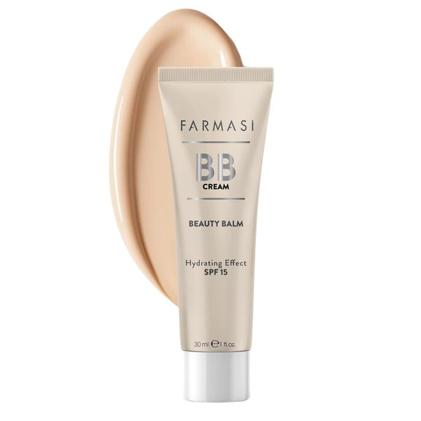 FARMASi Make Up BB Cream Beauty Balm, Full-Coverage Foundation, Concealer, Moisturizer BB Cream for All Skin Types, 1 fl. oz. / 30 ml (Light to Medium)
