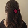 AUOCATTAIL Retro Satin Rose Hair Claw Clip Fashion Nonslip Rose Flower Jaw Clip Women Girls Thick Hair Thin Hair Styling Shark Clip Hair Accessories (3 Pcs)